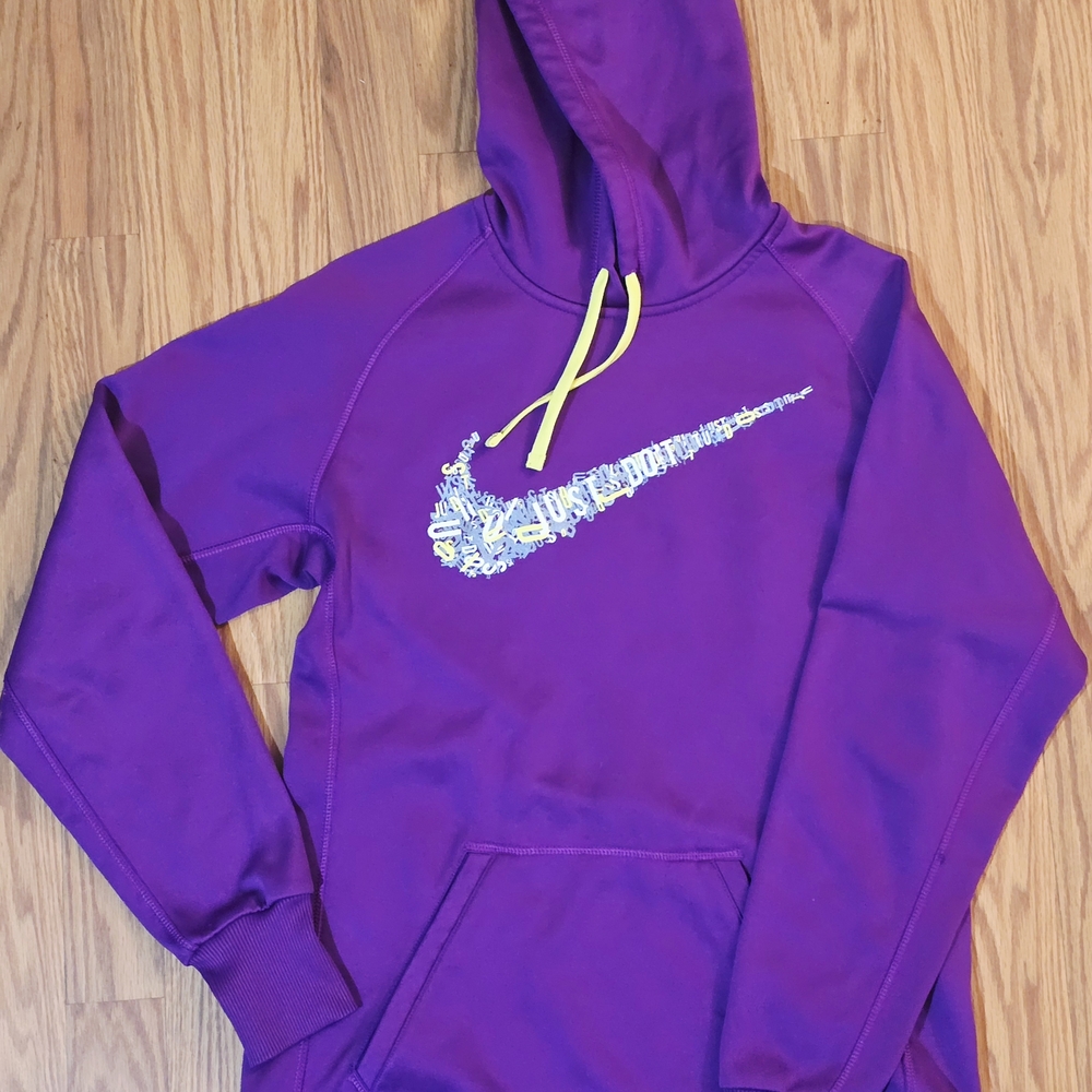 Nike Purple Hoodie with Yellow Drawstrings
